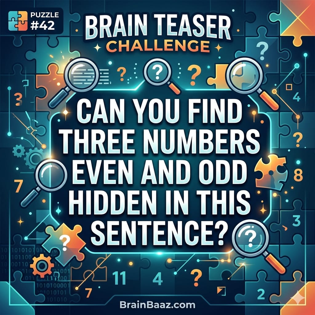 find three numbers even and odd hidden in this sentence